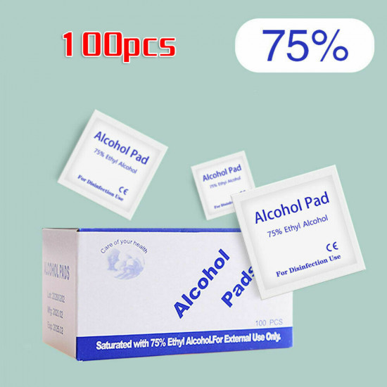 100Pcs Alcohol Prep Pads Disposable Cotton Swab Cleanser Sterile Saturated Wipes