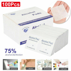 100Pcs Alcohol Prep Pads Disposable Cotton Swab Cleanser Sterile Saturated Wipes